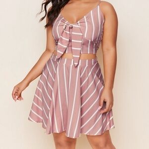 SHEIN plus cami crop top skirt set